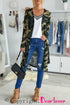 Print Colorblock Long Cardigan